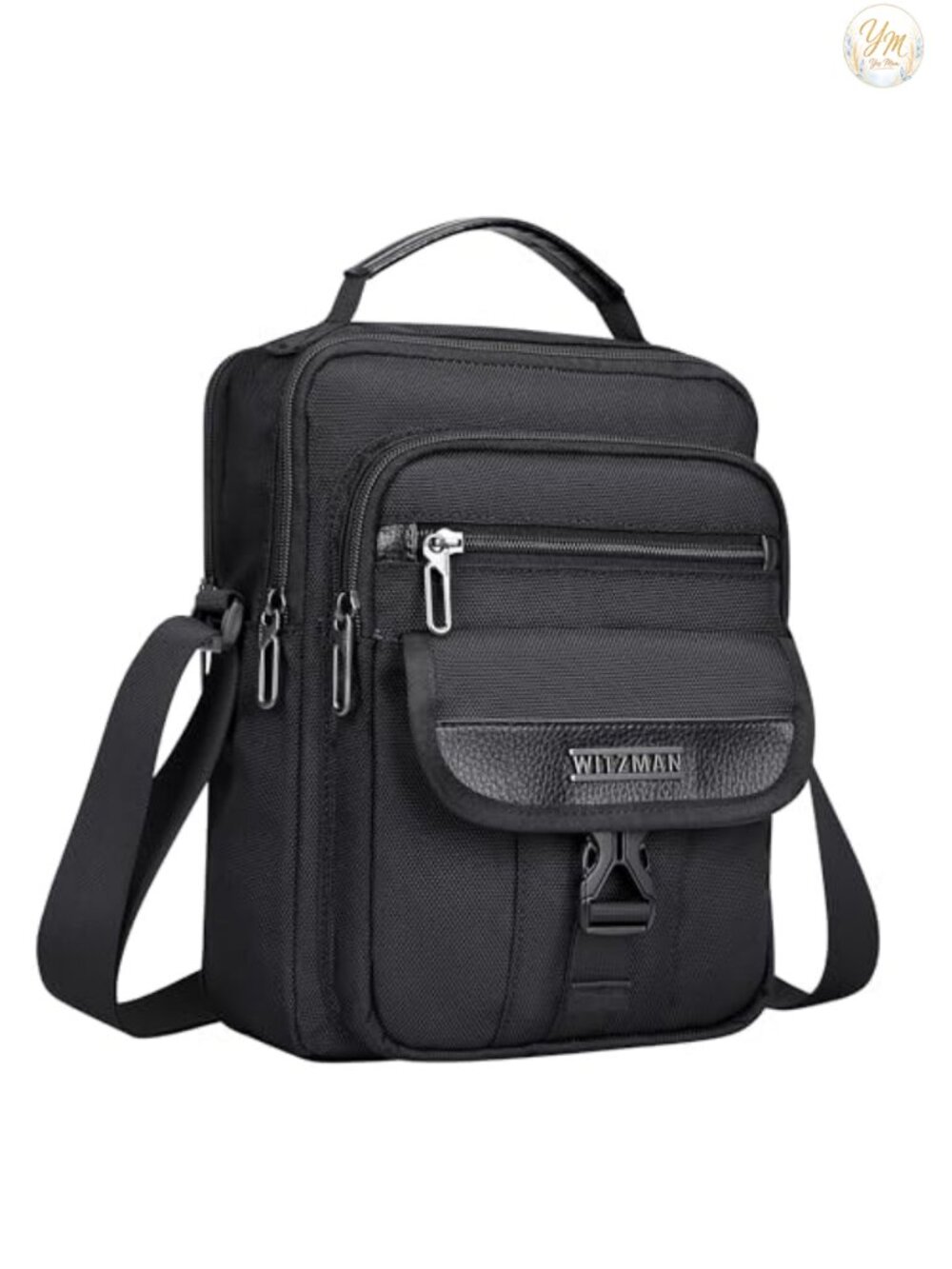 WITZMAN Men's Small Nylon Crossbody Messenger Bag with Adjustable Strap